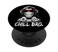 Chill Bro - Cool Monkey with Sunglasses Gaming Funny Gamer PopSockets PopGrip Adhesivo