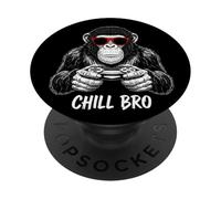 Chill Bro - Gamer Monkey Video Game Ape con Gafas de Sol PopSockets PopGrip Adhesivo