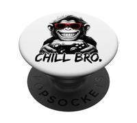 Chill Bro - N Cool Monkey with Sunglasses Gaming Funny Gamer PopSockets PopGrip Adhesivo