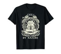 Chill by Nature Cottagecore Frog Meditation Vintage Badge Camiseta