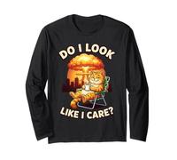 Chill Cat Do I Look Like I Care - Diseño Divertido para Amantes de los Gatos Manga Larga
