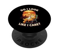 Chill Cat Do I Look Like I Care - Diseño Divertido para Amantes de los Gatos PopSockets PopGrip Adhesivo