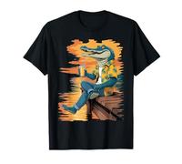 Chill Cocodrilo Relajándose Junto al Agua Puesta de Sol Tropical Camiseta
