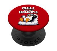Chill For The Holidays Lindo Invierno Vacaciones Navidad pingüino PopSockets PopGrip Adhesivo