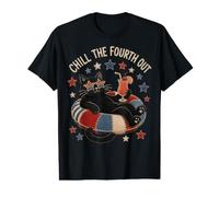Chill Fourth out Black Cat Patriotic Independence Day Summer Camiseta gráfica económica