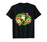 Chill Frog On Lily Pad con Gafas De Sol E Hibisco Camiseta