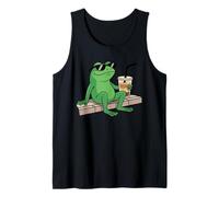 Chill Frog Vibes Drinking Iced Coffee Camiseta sin Mangas