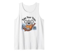 Chill Koala descansando en sudadera con capucha entre pinos del bosque Camiseta sin Mangas