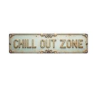 Chill Out Zone - Cartel de metal vintage para decoración de pared de bar, decoración de pared, póster de metal de 10 x 40 cm