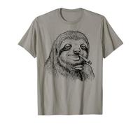 Chill Perezoso Fumar Cigarrillo Dibujado A Mano Línea Arte Divertido Camiseta