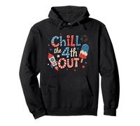 Chill the 4th Out, divertido helado con cohetes estadounidenses, fuegos artificiales retro Sudadera con Capucha