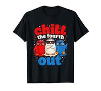 Chill The Fourth out America Patriotic 4 of July Penguins Camiseta