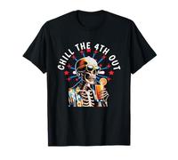 Chill The Fourth Out Cocktail Skull 4 de julio Mujeres Hombres Camiseta