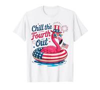Chill The Fourth out Flamingo Divertido 4 de Julio Patriótico Camiseta
