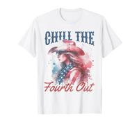 Chill The Fourth Out Funny Alien American 4th Of July Womens Camiseta