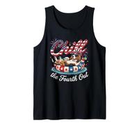 Chill The Fourth out Funny Basset Hound Dog USA 4th of July Camiseta sin Mangas