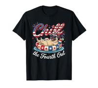Chill The Fourth out Funny Pug Dog Lover USA 4th of July Camiseta