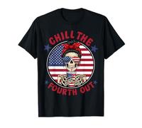 Chill The Fourth Out Funny Skeleton 4 de julio Patriótico Camiseta