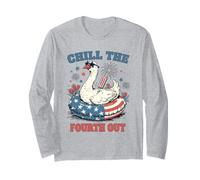 Chill The Fourth out Patriotic Goose - Flotador de Piscina para el 4 de Julio Manga Larga