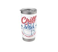 Chill the Fourth Out Vintage Rojo Blanco Azul Enfriador Cerveza USA Vaso térmico de acero inoxidable de doble pared