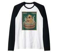 Chill Vibes Capybara Remojando Cool Relajante Chillin Capy Camiseta Manga Raglan