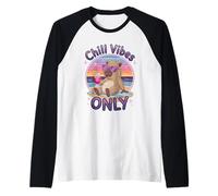 Chill Vibes Only Relajante Playa Atardecer Camiseta Manga Raglan