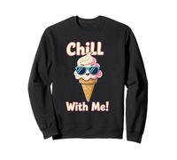Chill with Me - Divertida Caricatura de Helado con Gafas de Sudadera