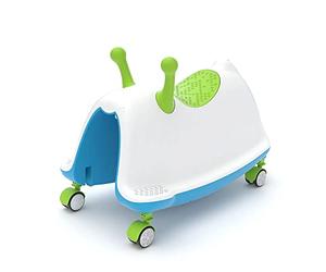 Chillafish Trackie - Balancín, Andador, Tren de Paseo y Juego, para niños de 1 a 5 años, con Altura de Asiento Ajustable, Ruedas giratorias silenciosas de 360° Que no Dejan Marcas, Azul Lima,