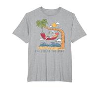 Chilled To The Bone - Camiseta de Cerveza con diseño de Esqueleto Tropical Camiseta, Hombre Tallas Grandes, Gris Jaspeado, 4X Alto