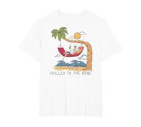 Chilled To The Bone - Camiseta de Cerveza con diseño de Esqueleto Tropical Camiseta, Hombre Tallas Grandes, Blanco, 4X Alto