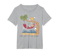 Chilled To The Bone - Camiseta de Cerveza con diseño de Esqueleto Tropical Camiseta, Mujer Tallas Grandes, Gris Jaspeado, 1XL Grande