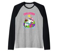 Chillicorn - Flotador de Piscina Divertido Unicornio para Vacaciones de Verano Camiseta Manga Raglan