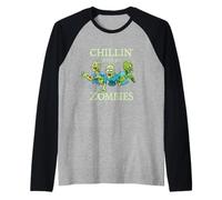 Chillin con Mis Zombies Divertido Halloween Zombie Camiseta Manga Raglan