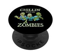 Chillin con Mis Zombies Divertido Halloween Zombie PopSockets PopGrip Adhesivo