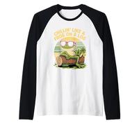Chillin' Like A Frog On A Log Divertido Estilo Retro Camiseta Manga Raglan