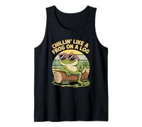 Chillin' Like A Frog On A Log Divertido Estilo Retro Camiseta sin Mangas