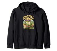 Chillin' Like A Frog On A Log Divertido Estilo Retro Sudadera con Capucha