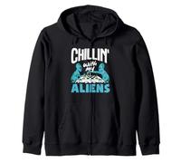 Chillin with My Aliens Halloween Divertido Sudadera con Capucha