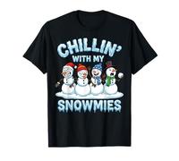 Chillin with My Snowmies Funny Christmas Snowman Cute Camiseta