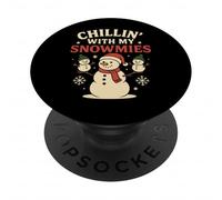Chillin' with My Snowmies Funny Christmas Snowman Design PopSockets PopGrip Adhesivo