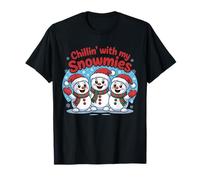 Chillin with My Snowmies Funny Christmas Snowman Friends Camiseta