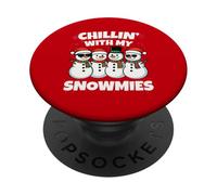 Chillin with My Snowmies Funny Snowman Christmas Men Women PopSockets PopGrip Adhesivo