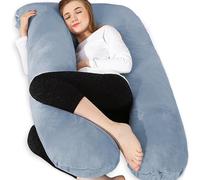 Chilling Home Almohada de embarazo, almohada para dormir de lado en forma de U con funda en U, cojín de lactancia, cojín grande, almohada para mujeres y para dormir de lado (azul niebla)