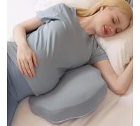 Chilling Home Almohada de Embarazo para Dormir, Almohada de Embarazo de Espuma Viscoelástica para Estómago, Espalda, Almohada Corporal Ajustable y Portátil para Personas Que Duermen de Lado (Gris)
