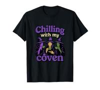 Chilling with My Coven Witch Tea - Gráfico Retro Camiseta