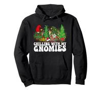 Chilling with My Gnomies Navidad Santa Gnomos Navidad Sudadera con Capucha