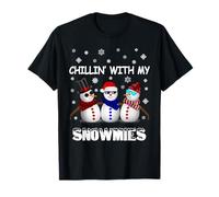 Chilling with My Snowmies Funny Christmas Snowman Camiseta