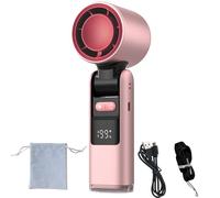 Chillmate Portable Refrigerated Fan, Chillmate Fan Ice - Ice-Cool 199-Speed Adjustable, Foldable Lightweight 6000mah Usb-Rechargeable Battery, Low Noise Neck Fan With Led Display (Pink normal)