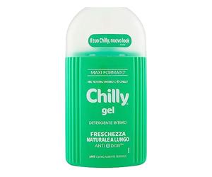 Chilly, Gel limpiador íntimo de frescor natural de larga duración con antiolor para higiene íntima, mentol natural para una agradable sensación de frescor, pH 5, clínicamente probado - 300 ml