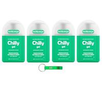 Chilly - Limpiador íntimo (4 unidades, gel fresco, frescura natural de larga duración, con mentol natural, 200 ml, incluye llavero Beni Culinari gratuito)